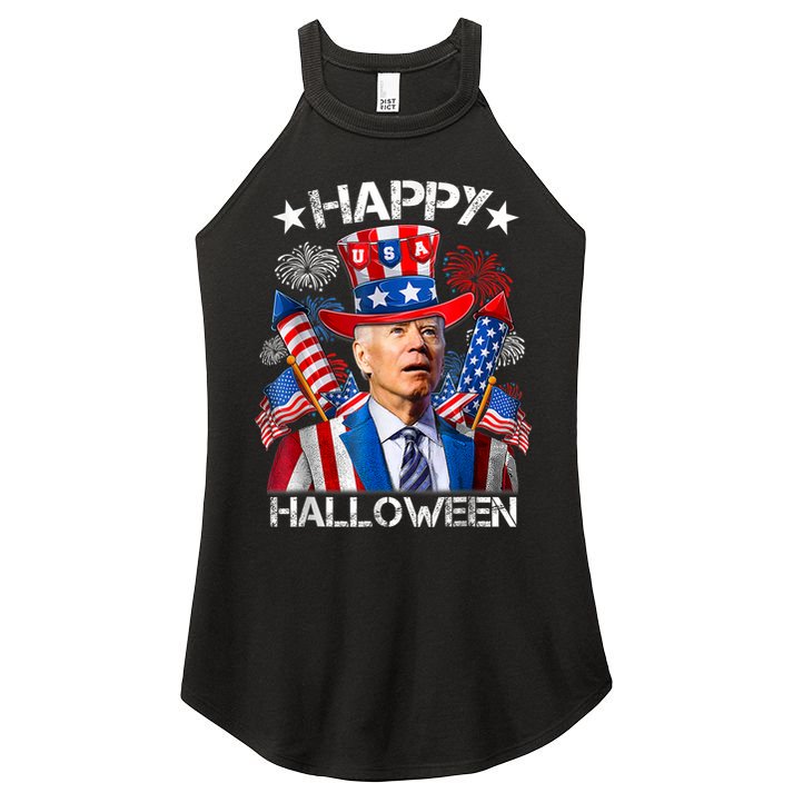 Funny Joe Biden Happy Halloween 4th Of July Firework Women's Perfect Tri Rocker Tank