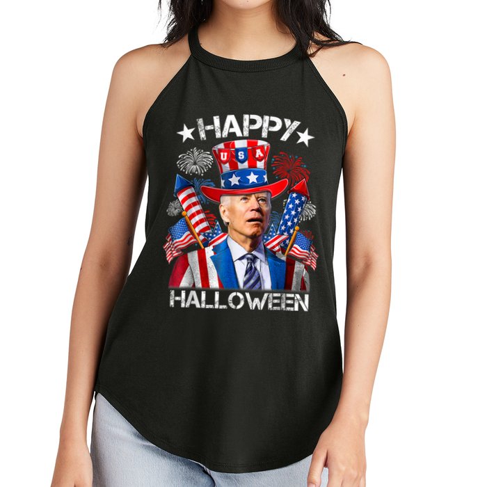 Funny Joe Biden Happy Halloween 4th Of July Firework Women's Perfect Tri Rocker Tank