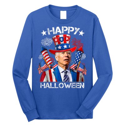Funny Joe Biden Happy Halloween 4th Of July Firework Long Sleeve Shirt
