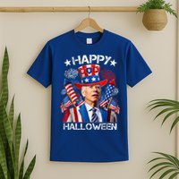 Funny Joe Biden Happy Halloween 4th Of July Firework T-Shirt