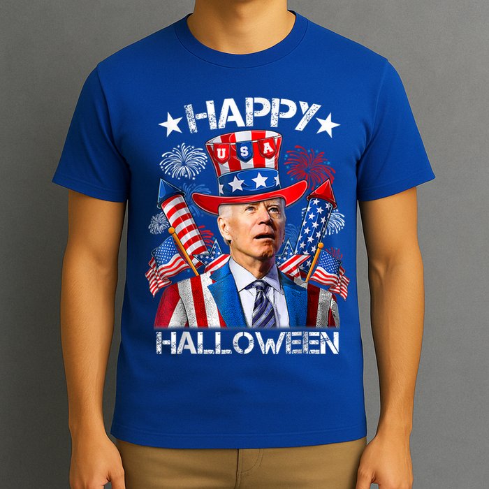 Funny Joe Biden Happy Halloween 4th Of July Firework T-Shirt