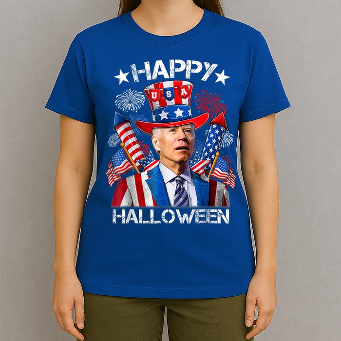 Funny Joe Biden Happy Halloween 4th Of July Firework T-Shirt