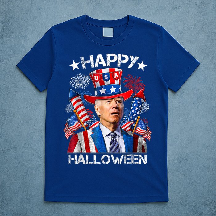 Funny Joe Biden Happy Halloween 4th Of July Firework T-Shirt