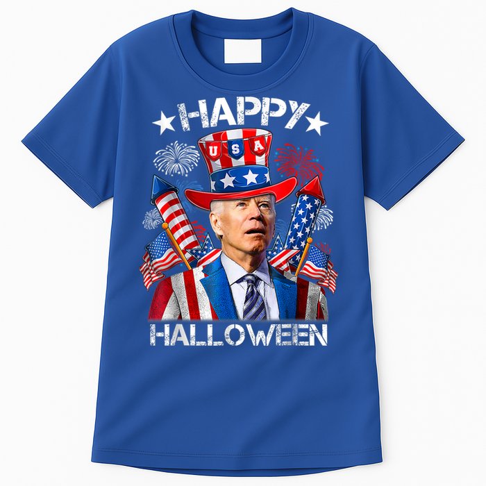 Funny Joe Biden Happy Halloween 4th Of July Firework Tall T-Shirt