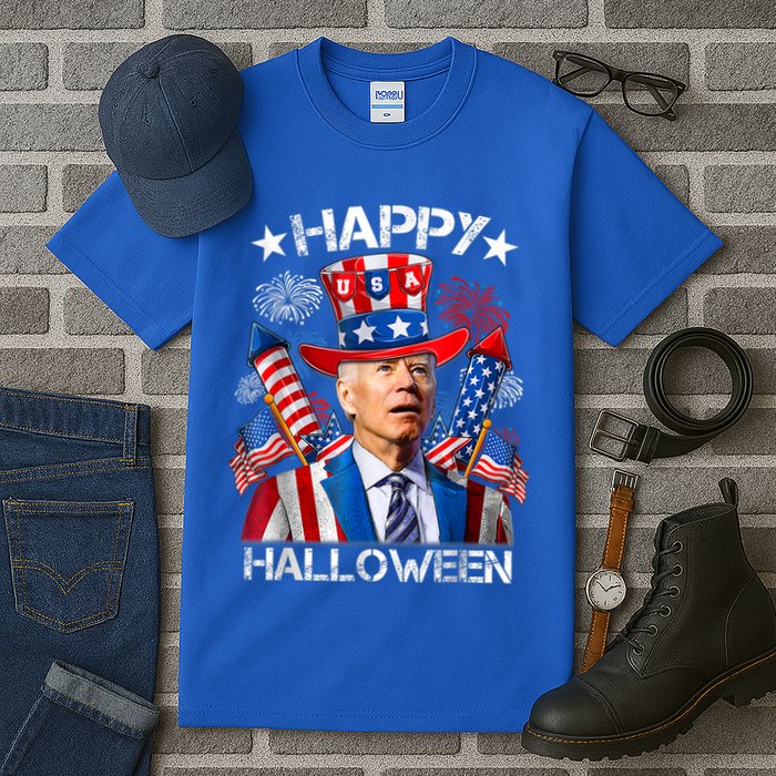 Funny Joe Biden Happy Halloween 4th Of July Firework Tall T-Shirt