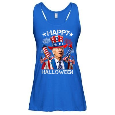 Funny Joe Biden Happy Halloween 4th Of July Firework Ladies Essential Flowy Tank