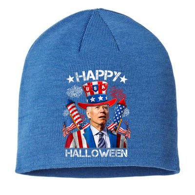 Funny Joe Biden Happy Halloween 4th Of July Firework Sustainable Beanie