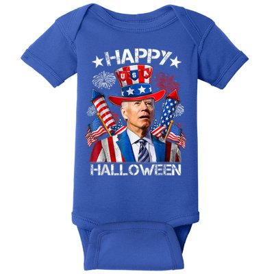 Funny Joe Biden Happy Halloween 4th Of July Firework Baby Bodysuit