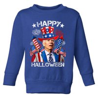 Funny Joe Biden Happy Halloween 4th Of July Firework Toddler Sweatshirt