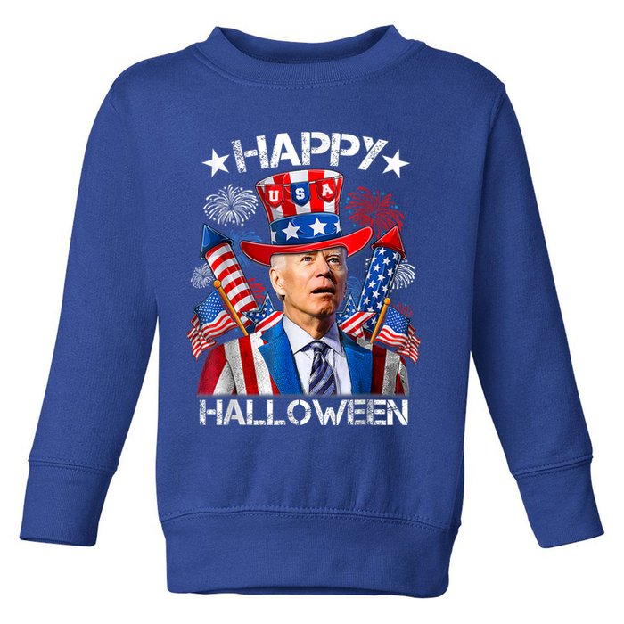 Funny Joe Biden Happy Halloween 4th Of July Firework Toddler Sweatshirt