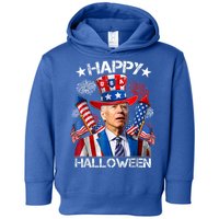 Funny Joe Biden Happy Halloween 4th Of July Firework Toddler Hoodie