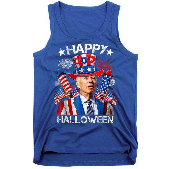Funny Joe Biden Happy Halloween 4th Of July Firework Tank Top