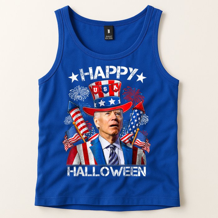 Funny Joe Biden Happy Halloween 4th Of July Firework Tank Top