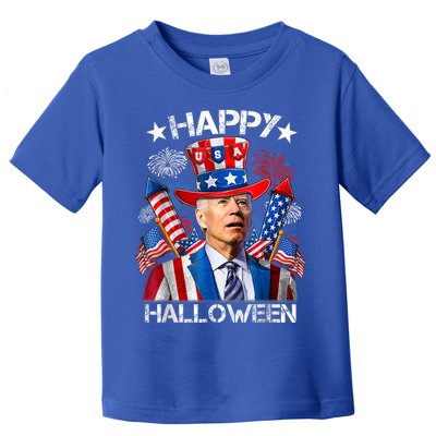 Funny Joe Biden Happy Halloween 4th Of July Firework Toddler T-Shirt