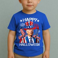 Funny Joe Biden Happy Halloween 4th Of July Firework Toddler T-Shirt