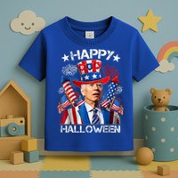 Funny Joe Biden Happy Halloween 4th Of July Firework Toddler T-Shirt