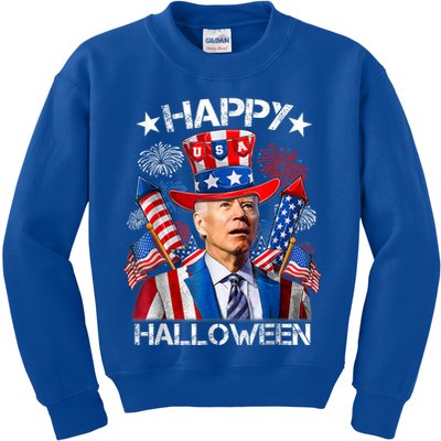 Funny Joe Biden Happy Halloween 4th Of July Firework Kids Sweatshirt