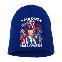 Funny Joe Biden Happy Halloween 4th Of July Firework Short Acrylic Beanie