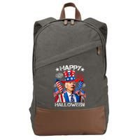 Funny Joe Biden Happy Halloween 4th Of July Firework Cotton Canvas Backpack