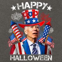 Funny Joe Biden Happy Halloween 4th Of July Firework Cotton Canvas Backpack