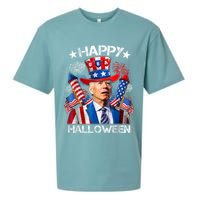 Funny Joe Biden Happy Halloween 4th Of July Firework Sueded Cloud Jersey T-Shirt