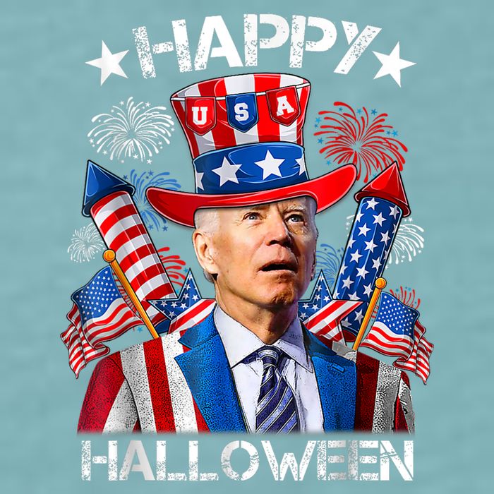 Funny Joe Biden Happy Halloween 4th Of July Firework Sueded Cloud Jersey T-Shirt