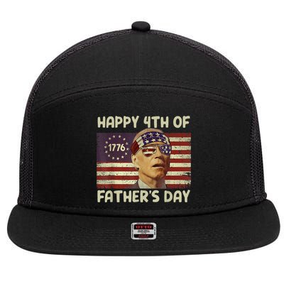 Funny Joe Biden Happy 4th Of Fathers Day Shirts 4th Of July 7 Panel Mesh Trucker Snapback Hat