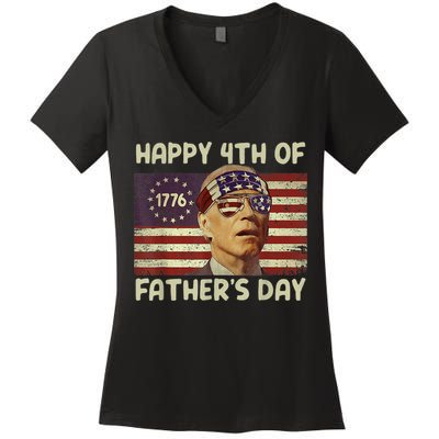 Funny Joe Biden Happy 4th Of Fathers Day Shirts 4th Of July Women's V-Neck T-Shirt