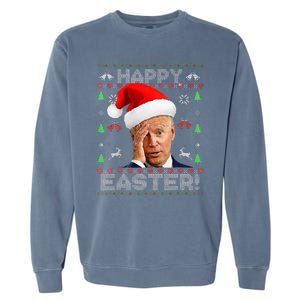 Funny Joe Biden Happy Easter Ugly Christmas Garment-Dyed Sweatshirt