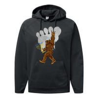 Funny Jewish Bigfoot Menorah Happy Hanukkah Chanukah Pajamas Performance Fleece Hoodie