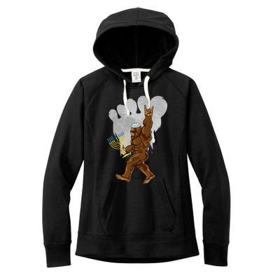 Funny Jewish Bigfoot Menorah Happy Hanukkah Chanukah Pajamas Women's Fleece Hoodie