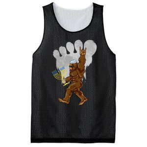 Funny Jewish Bigfoot Menorah Happy Hanukkah Chanukah Pajamas Mesh Reversible Basketball Jersey Tank