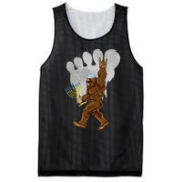 Funny Jewish Bigfoot Menorah Happy Hanukkah Chanukah Pajamas Mesh Reversible Basketball Jersey Tank