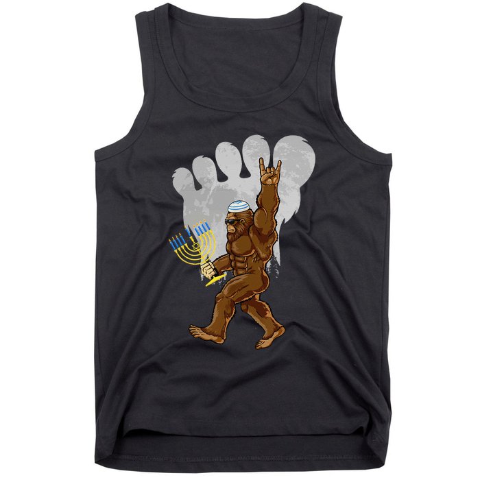 Funny Jewish Bigfoot Menorah Happy Hanukkah Chanukah Pajamas Tank Top