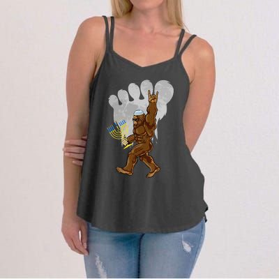 Funny Jewish Bigfoot Menorah Happy Hanukkah Chanukah Pajamas Women's Strappy Tank