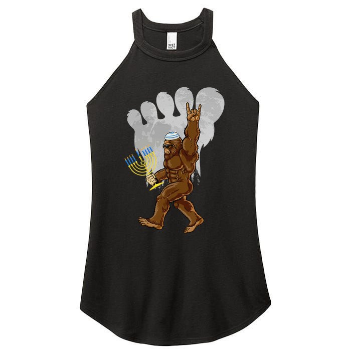 Funny Jewish Bigfoot Menorah Happy Hanukkah Chanukah Pajamas Women's Perfect Tri Rocker Tank