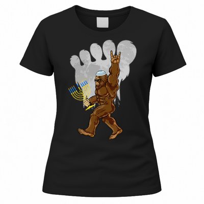 Funny Jewish Bigfoot Menorah Happy Hanukkah Chanukah Pajamas Women's T-Shirt