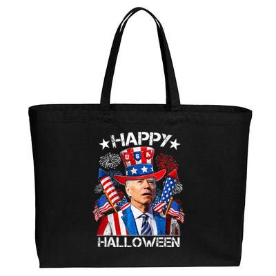 Funny Joe Biden Happy Halloween Firework 4th Of July Gift Cotton Canvas Jumbo Tote