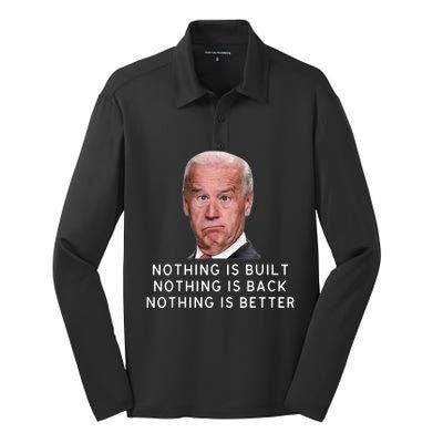 Funny Joe Biden Conservative Anti Biden Democrats Build Back Silk Touch Performance Long Sleeve Polo