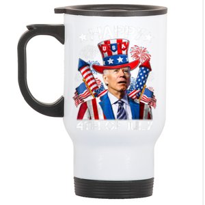 Funny Joe Biden Happy 4th Of July Firework Independence Day Stainless Steel Travel Mug