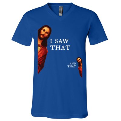 Funny Jesus Bible Best Joke Quote I Saw That And That V-Neck T-Shirt