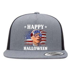 Funny Joe Biden Happy Halloween Confused 4th Of July Flat Bill Trucker Hat