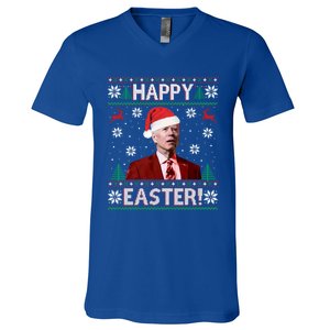 Funny Joe Biden Christmas Happy Easter Ugly Sweater Xmas Gift V-Neck T-Shirt