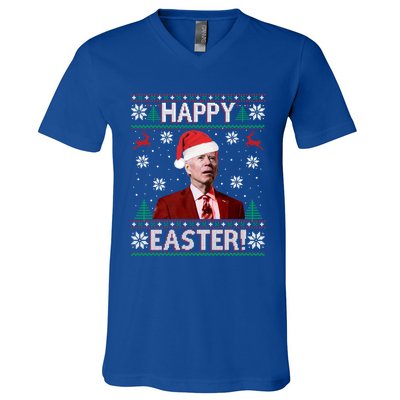 Funny Joe Biden Christmas Happy Easter Ugly Sweater Xmas Gift V-Neck T-Shirt