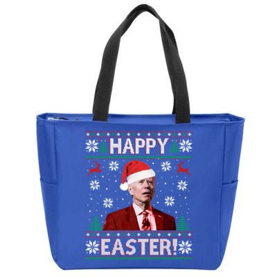 Funny Joe Biden Christmas Happy Easter Ugly Sweater Xmas Gift Zip Tote Bag