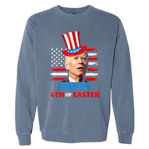 Funny Joe Biden Happy 4th Of Easter Confused 4th Of July Garment-Dyed Sweatshirt