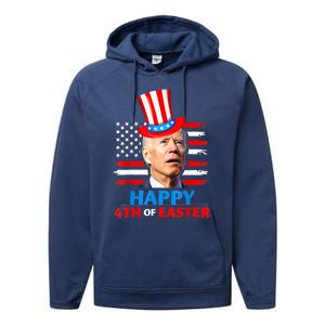 Funny Joe Biden Happy 4th Of Easter Confused 4th Of July Performance Fleece Hoodie