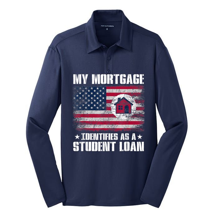 Funny Joe Biden My Mortgage Identifies As A Student Loan Silk Touch Performance Long Sleeve Polo