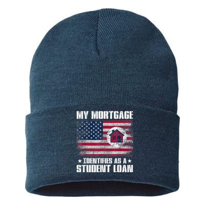 Funny Joe Biden My Mortgage Identifies As A Student Loan Sustainable Knit Beanie