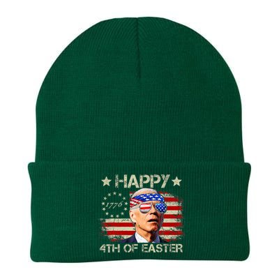 Funny Joe Biden 4th Of July Happy 4th Of Easter Us Flag Knit Cap Winter Beanie